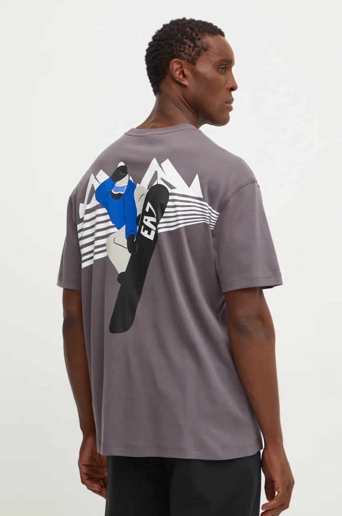 Bavlnené tričko EA7 Emporio Armani relaxed sivá AF10441.7M000019.U8094