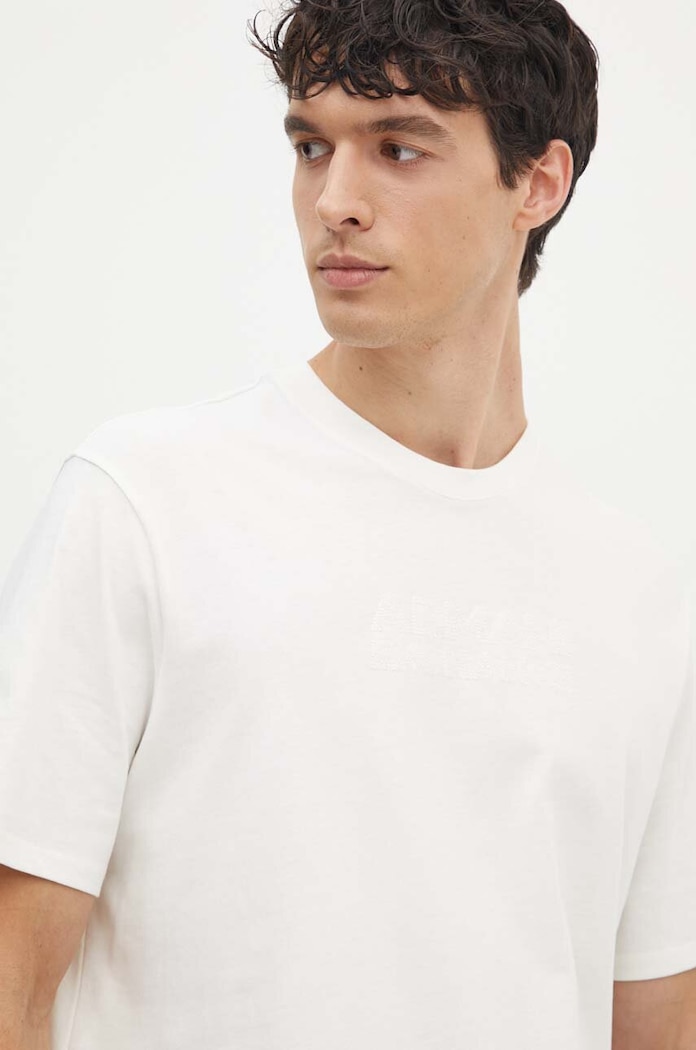 T-shirt bawełniany Armani Exchange 6DZTAC.ZJASZ beżowy