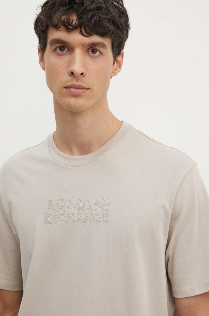 Бавовняна футболка Armani Exchange бежевий 6DZTAC.ZJASZ