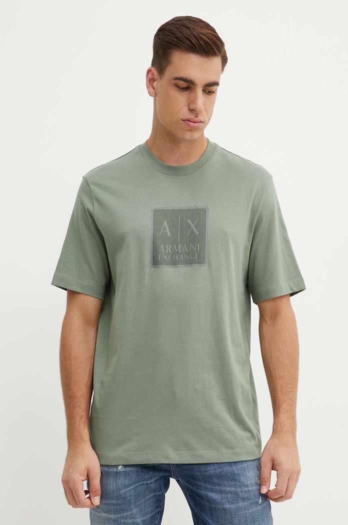 Armani Exchange t-shirt bawełniany zielony 6DZTHB.ZJ9JZ