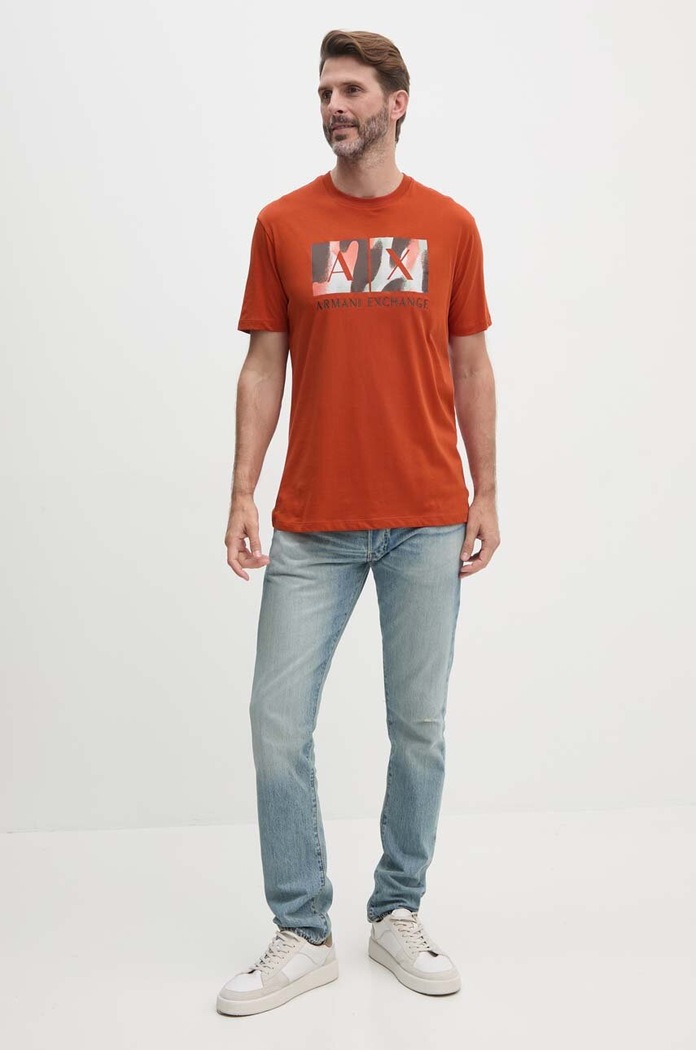 Armani Exchange t-shirt bawełniany 6DZTHF.ZJH4Z pomarańczowy AW24