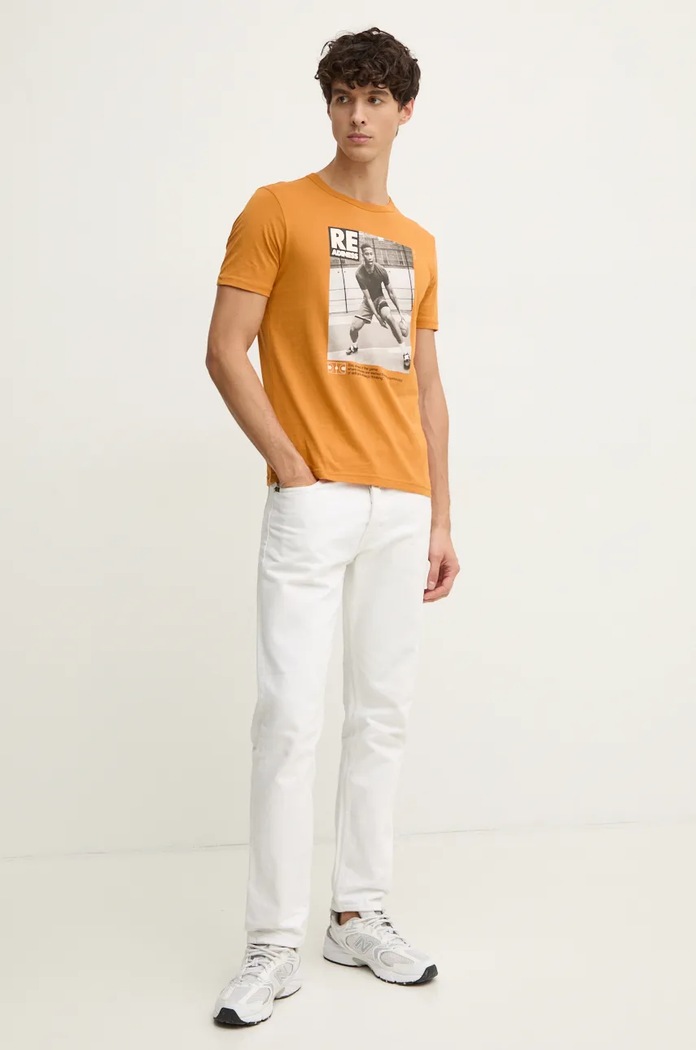United Colors of Benetton t-shirt bawełniany 3I1XU109U pomarańczowy AW24