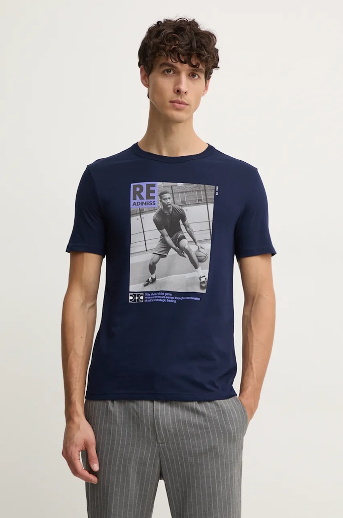 United Colors of Benetton t-shirt bawełniany granatowy 3I1XU109U