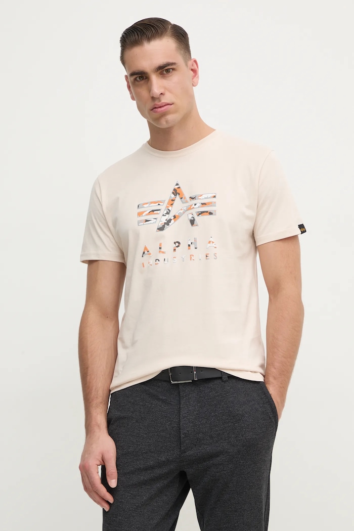 Alpha Industries pamut póló bézs 146506