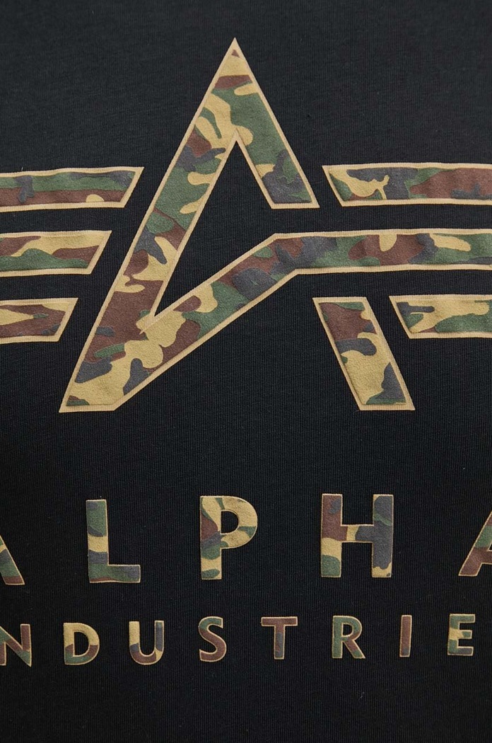 Βαμβακερό μπλουζάκι Alpha Industries 146506 μαύρο
