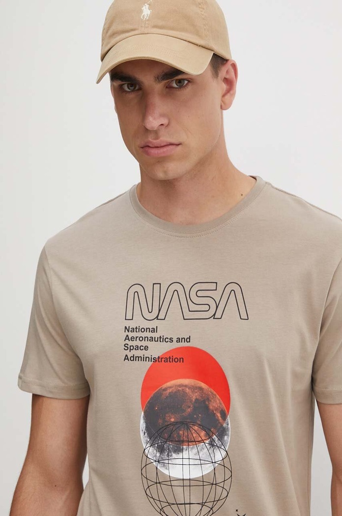 Βαμβακερό μπλουζάκι Alpha Industries μπεζ 146510