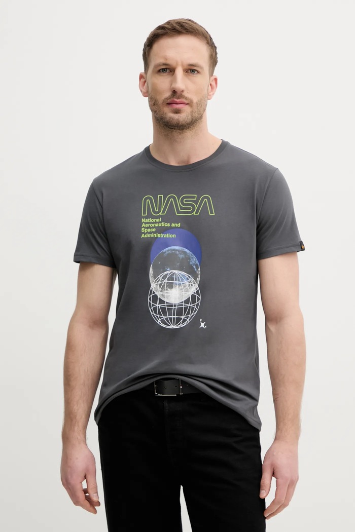 Alpha Industries t-shirt bawełniany nadruk szary 146510