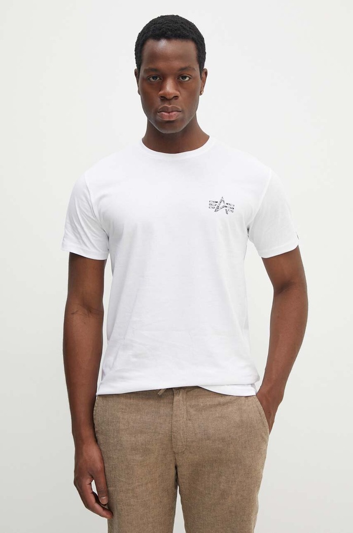 Odjeća Alpha Industries majica za muškarce od pamuka 148516 bijela
