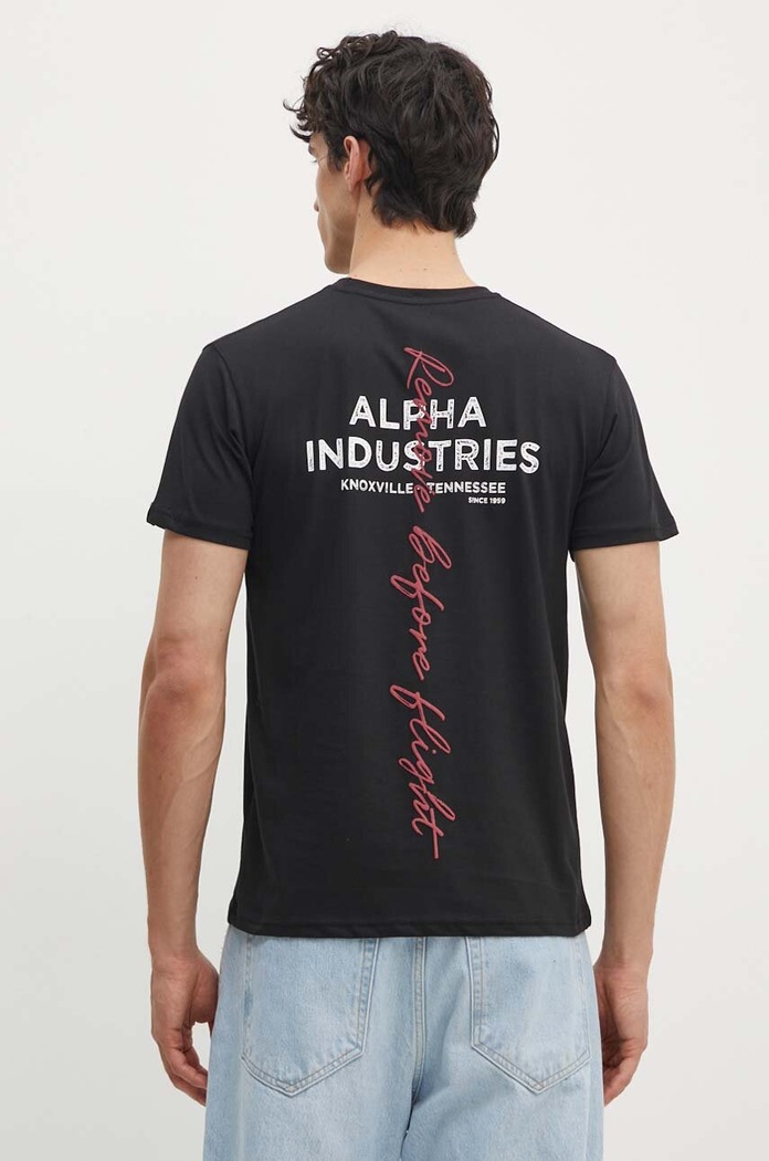 Alpha Industries T-shirt męski bawełniany czarny 148516