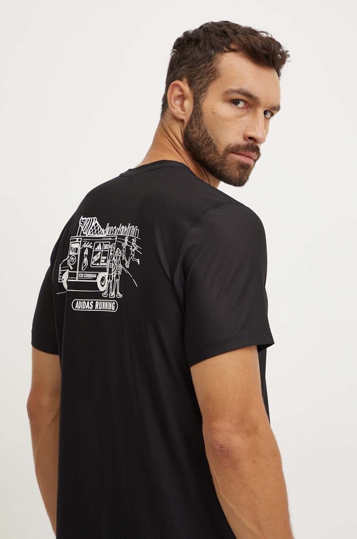 Běžecké tričko adidas Performance potisk černá JJ4690