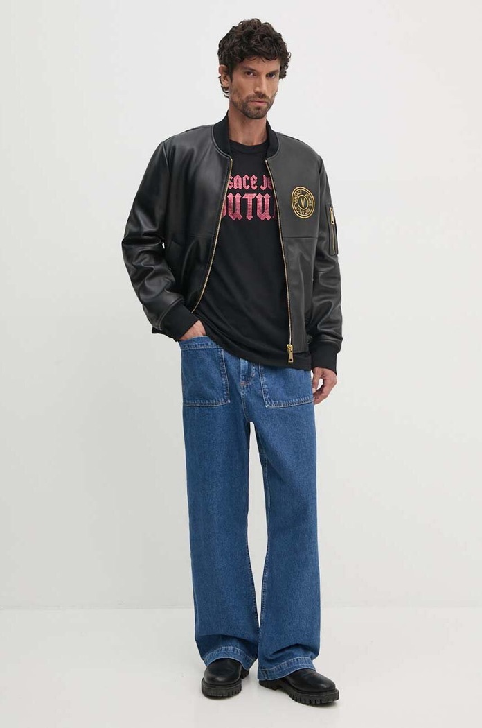 Bavlněné tričko Versace Jeans Couture 77GAHL00.CJ01L černá AW24
