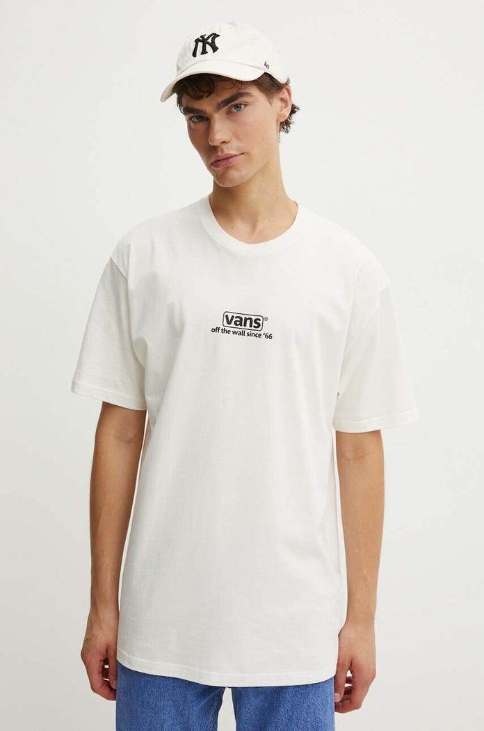 Pamučna majica Vans print bež VN000HFFFS81