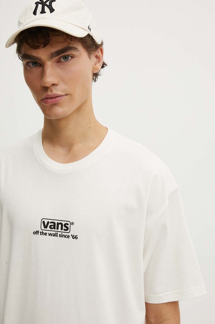 Pamučna majica Vans bež VN000HFFFS81