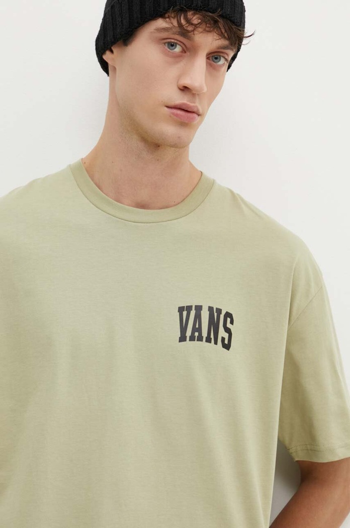 Bombažna kratka majica Vans zelena VN000HFGD3Z1