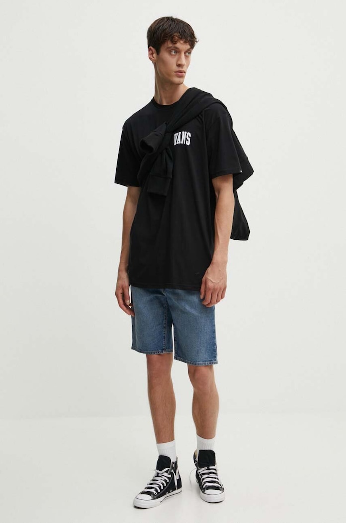 Βαμβακερό μπλουζάκι Vans VN000HFGBLK1 μαύρο AW24
