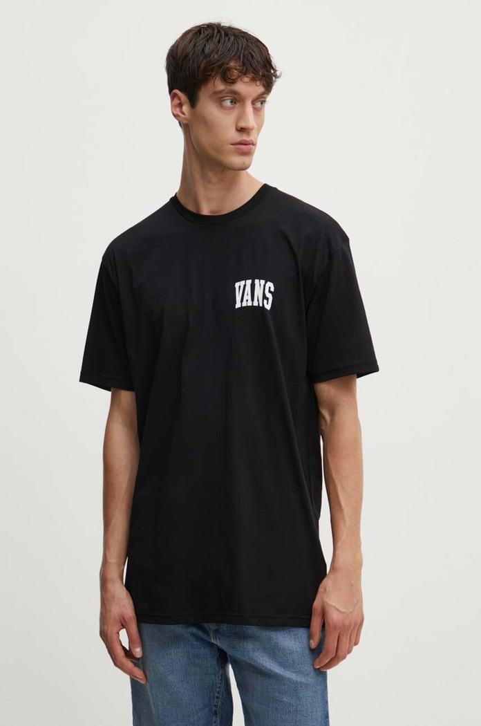 Βαμβακερό μπλουζάκι Vans μαύρο VN000HFGBLK1