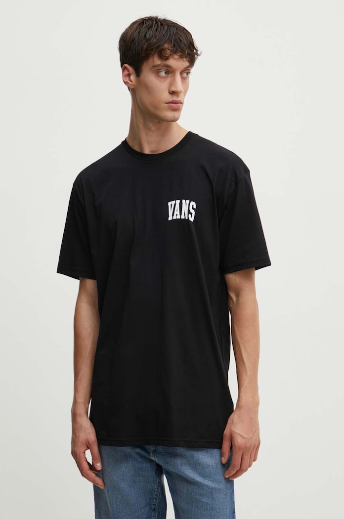 Βαμβακερό μπλουζάκι Vans μαύρο VN000HFGBLK1