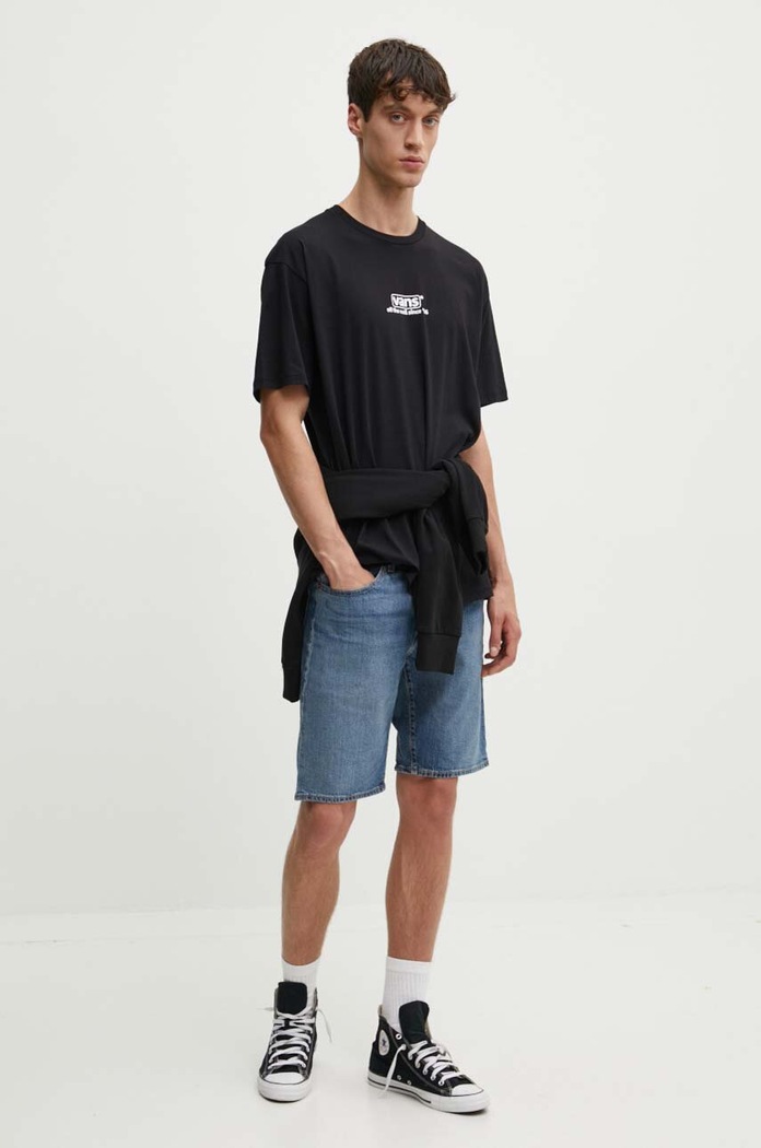 Bombažna kratka majica Vans VN000HFFBLK1 črna AW24