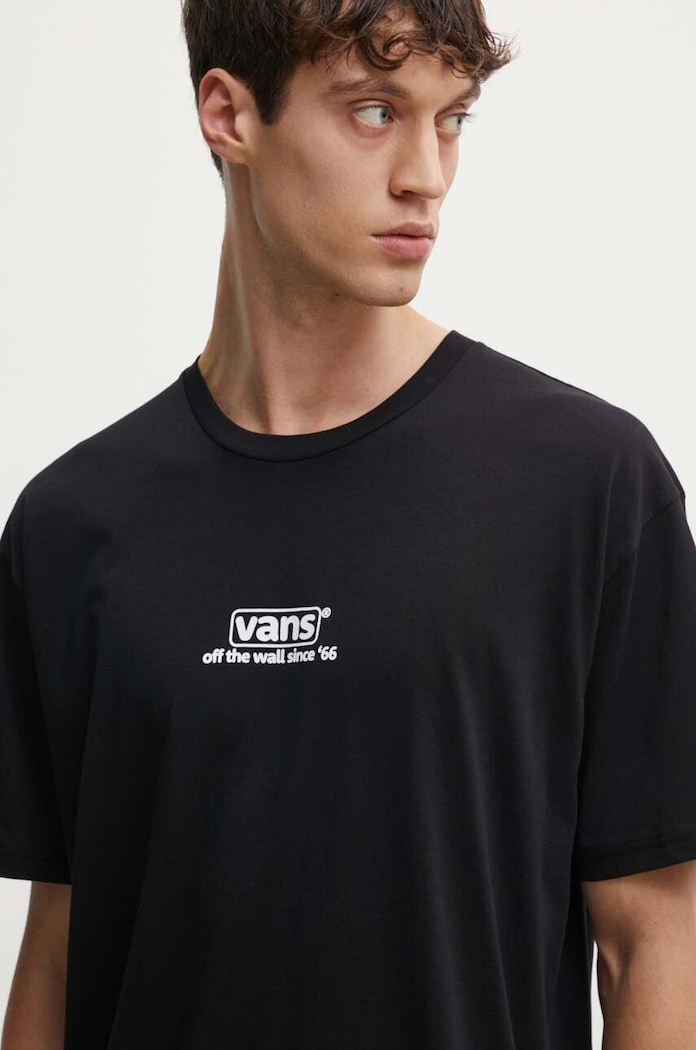 Bombažna kratka majica Vans črna VN000HFFBLK1