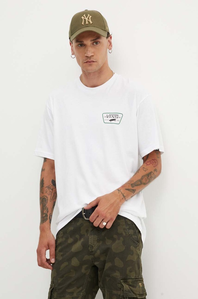 Βαμβακερό μπλουζάκι Vans VN0000F8DBK1 λευκό AW24