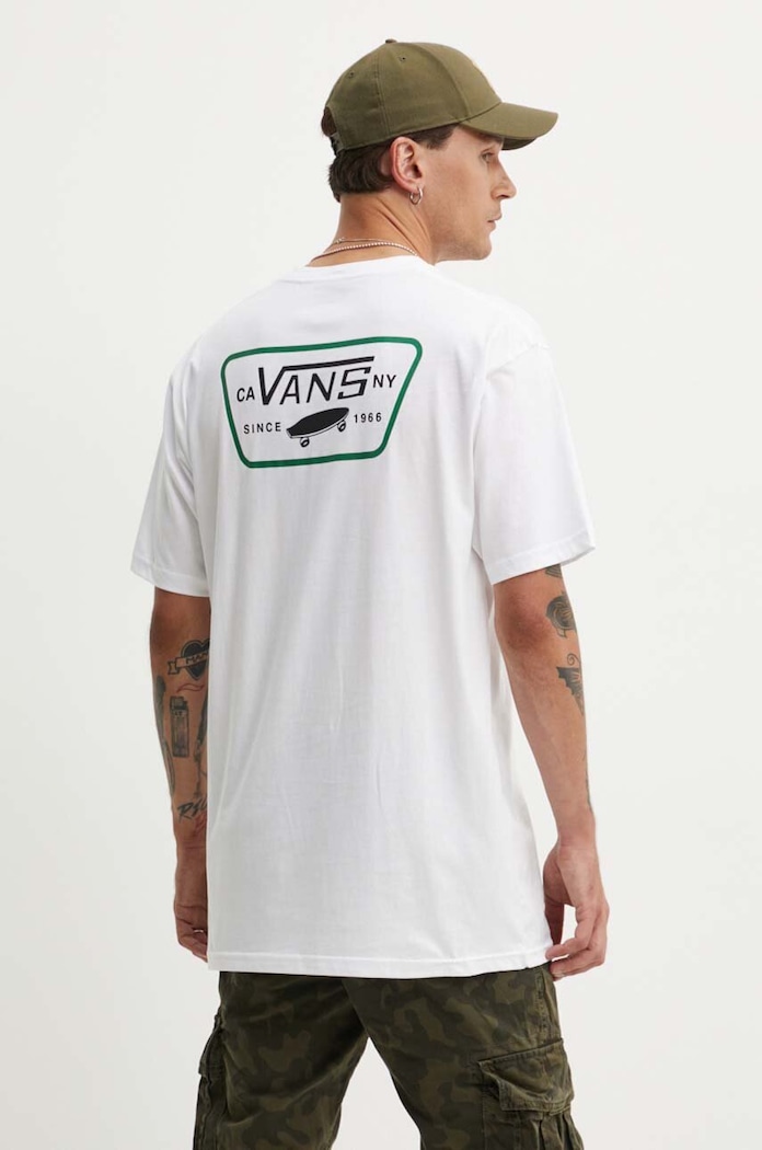 Βαμβακερό μπλουζάκι Vans λευκό VN0000F8DBK1