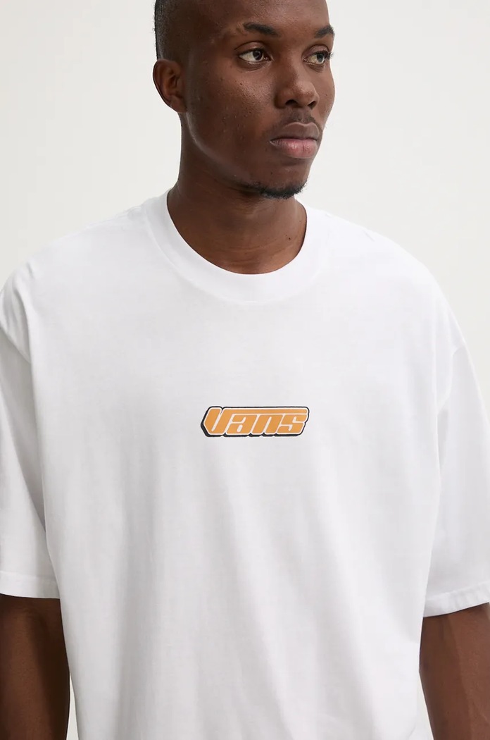 Βαμβακερό μπλουζάκι Vans λευκό VN000HFZWHT1