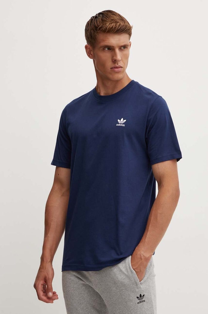 Bavlněné tričko adidas Originals hladký námořnická modř IZ2097