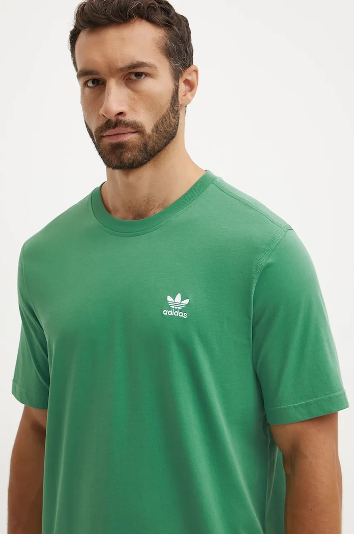 Bavlněné tričko adidas Originals nášivka zelená IZ2106
