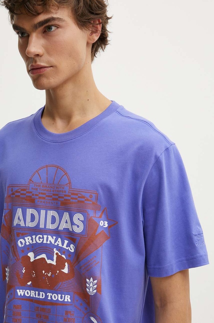 Βαμβακερό μπλουζάκι adidas Originals μωβ IZ2584
