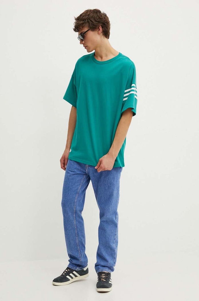 adidas Originals t-shirt bawełniany JF9136 turkusowy AW24
