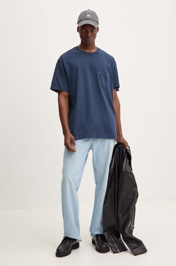 Βαμβακερό μπλουζάκι Levi's A8605 σκούρο μπλε AW24