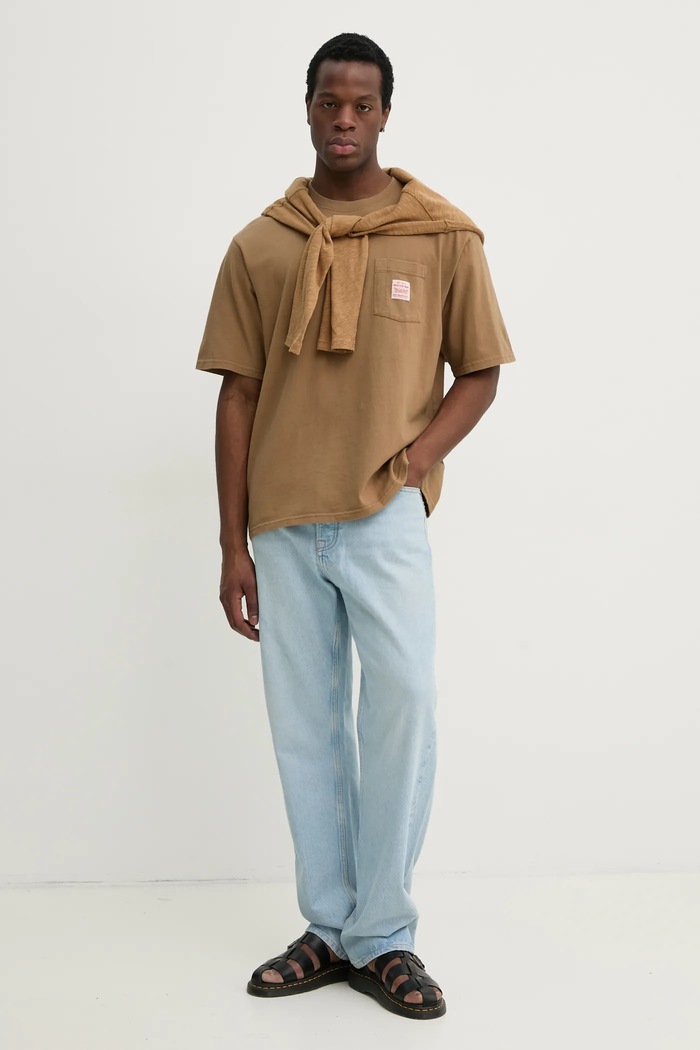 Βαμβακερό μπλουζάκι Levi's A5850 καφέ AA00