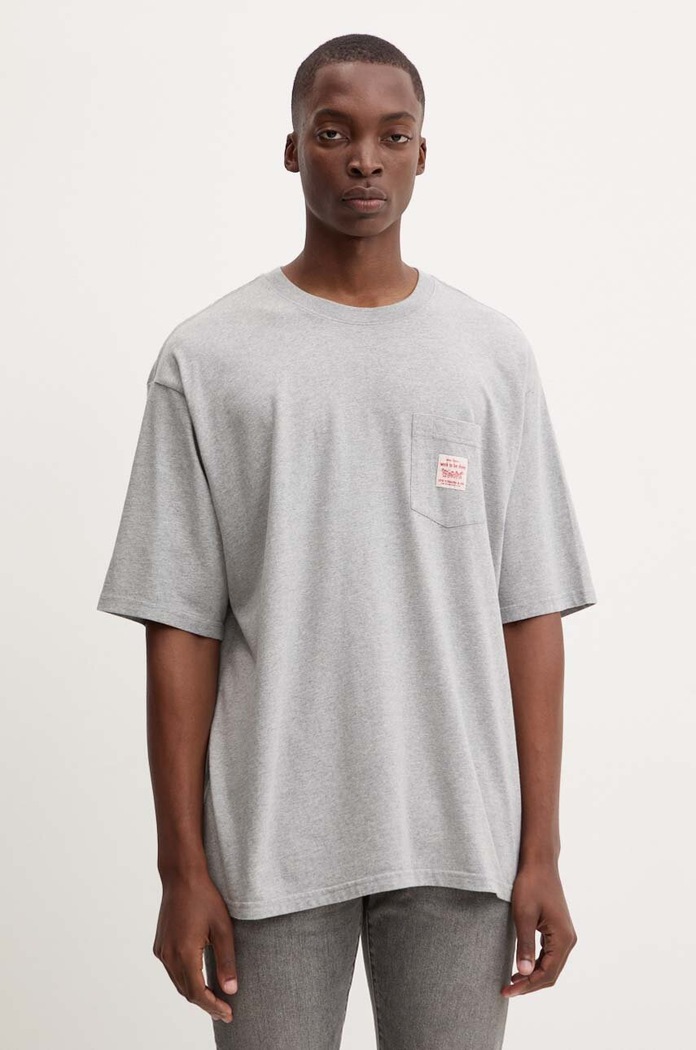 Bavlněné tričko Levi's kulatý šedá A5850