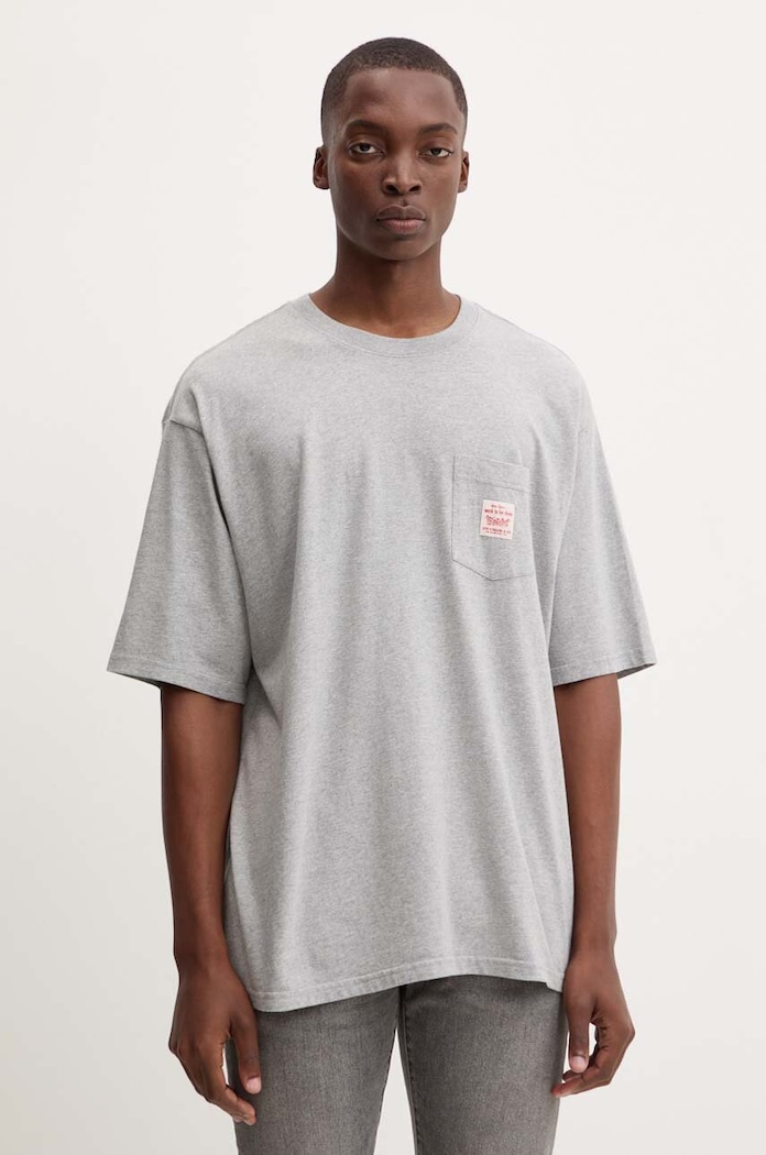 Bavlněné tričko Levi's kulatý šedá A5850