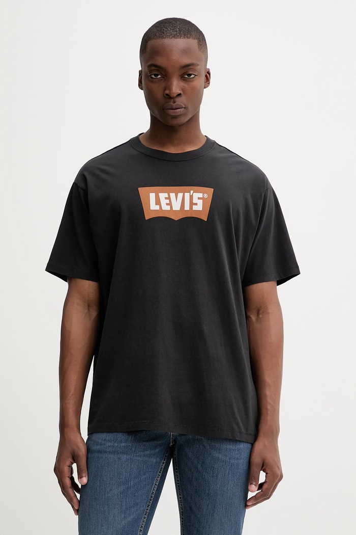 Памучна тениска Levi's стандартна черен 000RY