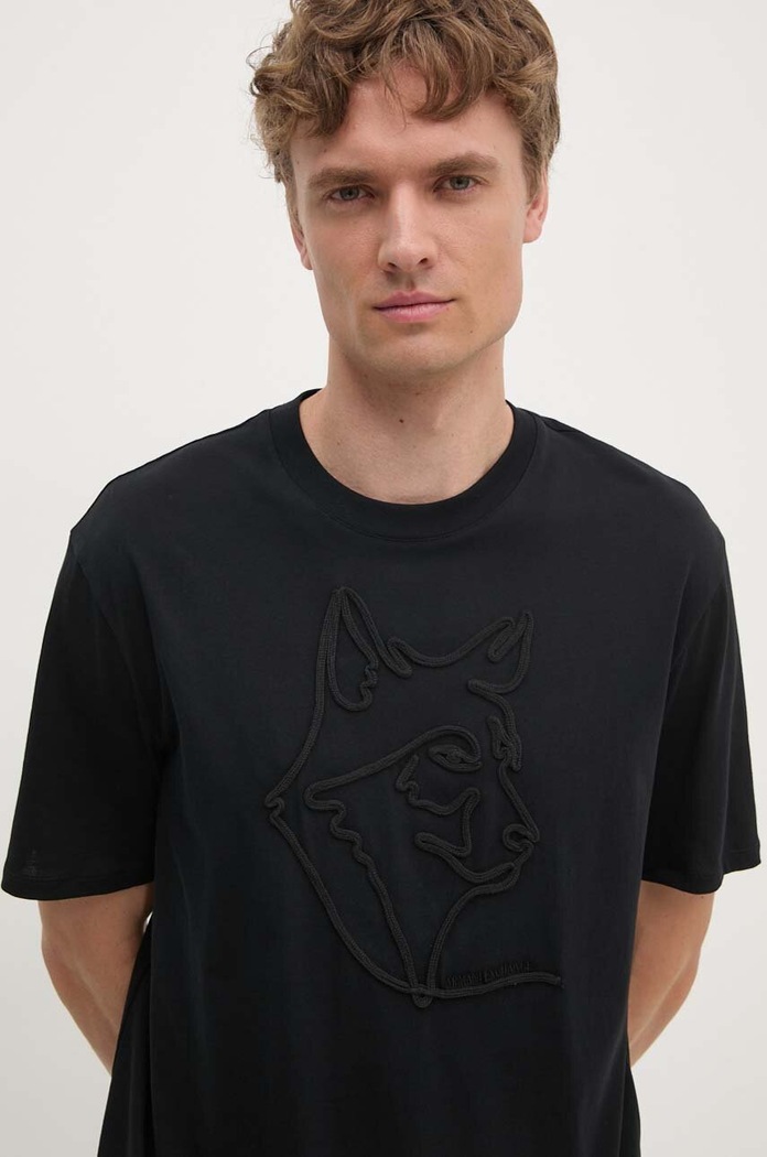 Бавовняна футболка Armani Exchange regular чорний XM000044.AF10334