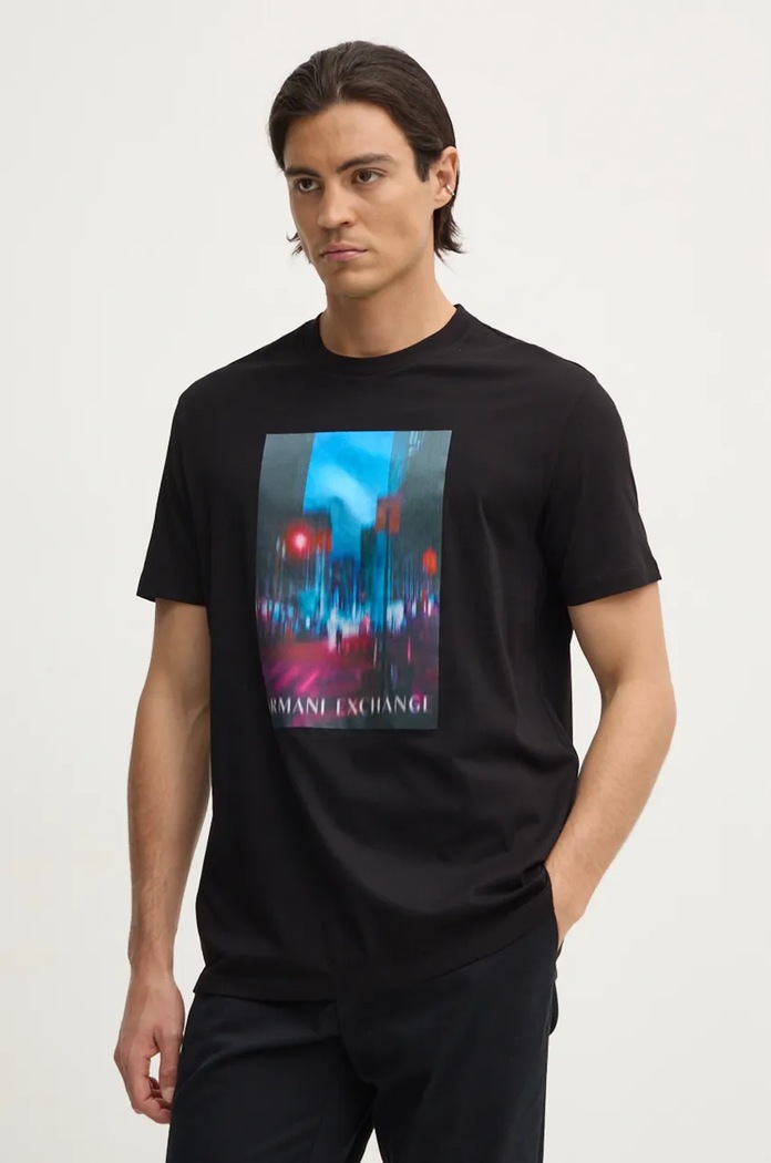 Bavlněné tričko Armani Exchange nášivka černá XM000058.AF10356