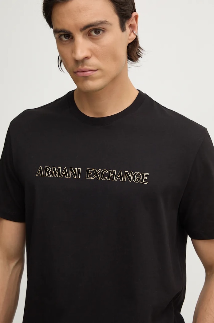 Bavlněné tričko Armani Exchange potisk černá XM000127.AF10356