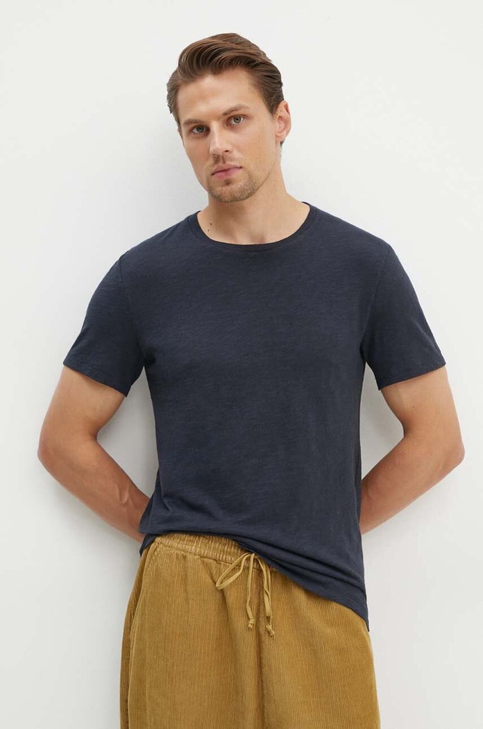 Βαμβακερό μπλουζάκι American Vintage slim σκούρο μπλε MBYSA18BH24