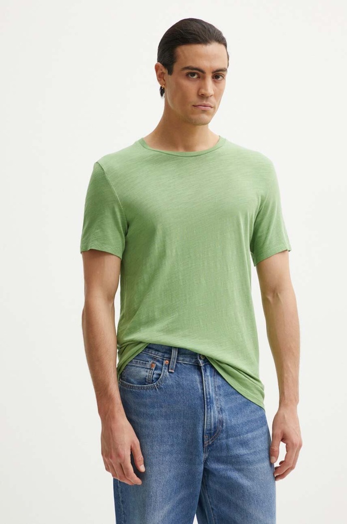 American Vintage tricou din bumbac uni verde MBYSA18BH24