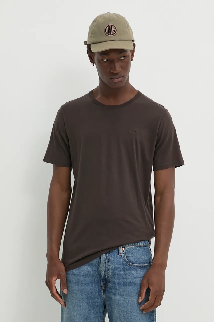 Hollister Co. t-shirt bawełniany bawełna brązowy KI324.4151.440