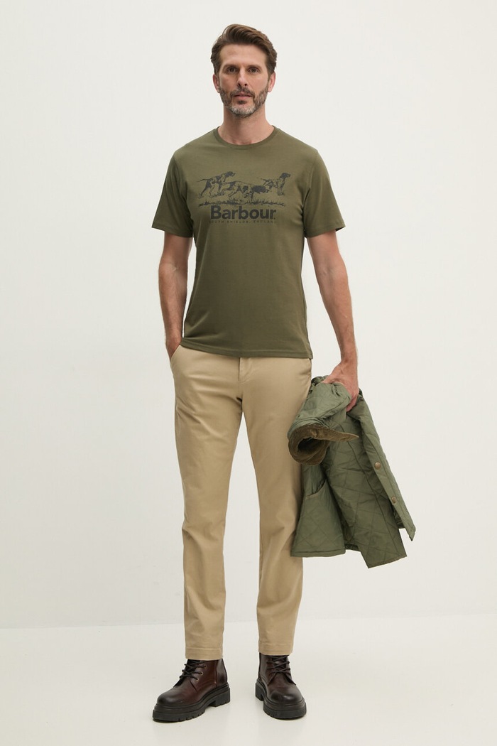 Barbour t-shirt bawełniany MTS1346 zielony AW25