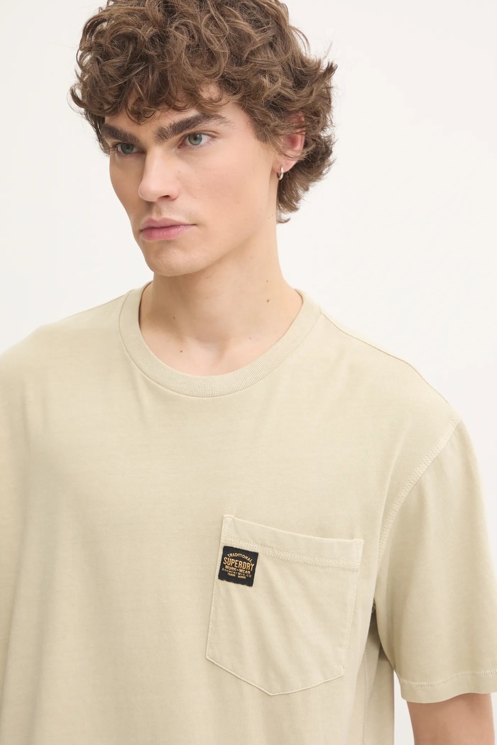 Bombažna kratka majica Superdry bež M1012079A.2LH