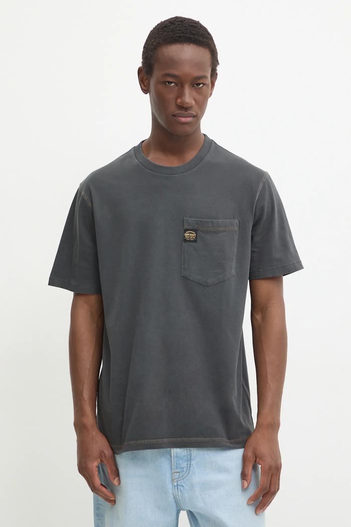 Bavlněné tričko Superdry hladký šedá M1012079A.AFB