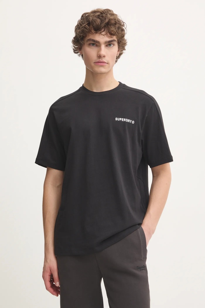 Bombažna kratka majica Superdry Okrogel črna M1012083A.02A