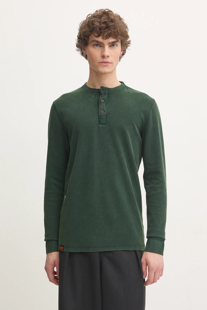 Bavlněné tričko s dlouhým rukávem Superdry hladký zelená M6010845A.27E
