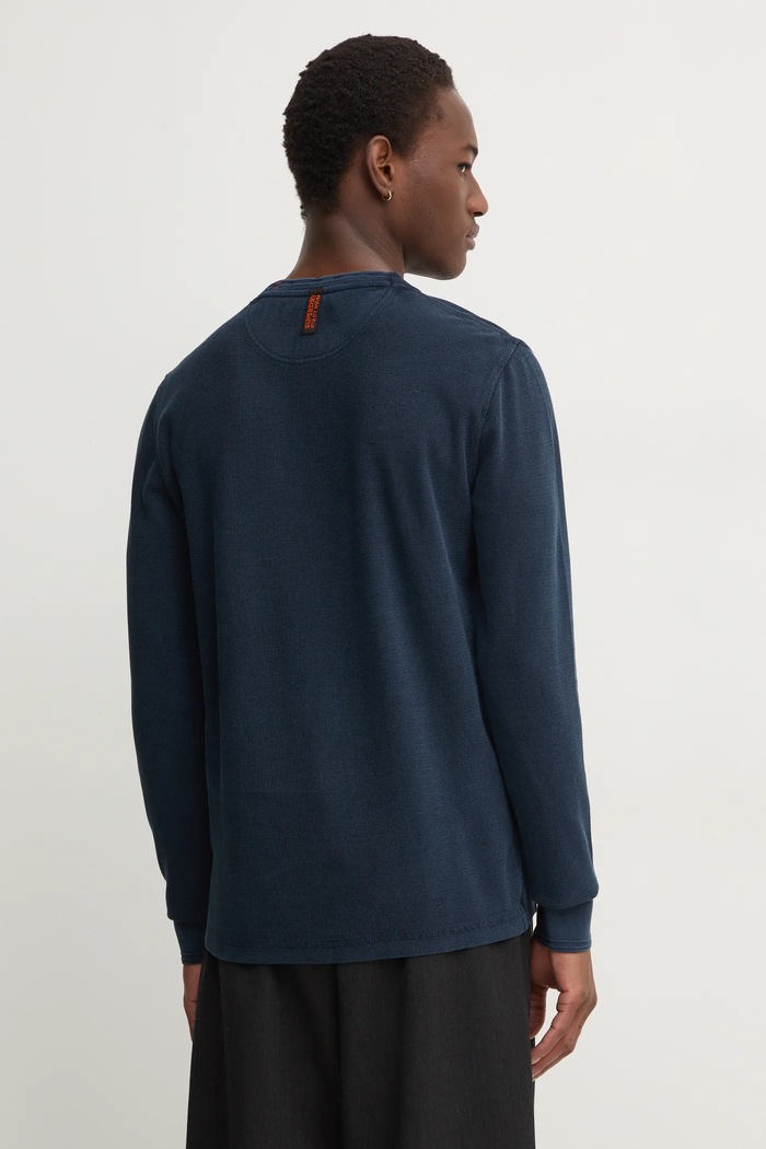 Oblečení Bavlněné tričko s dlouhým rukávem Superdry M6010845A.98T námořnická modř