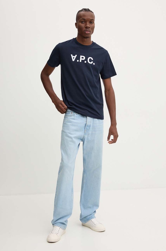 A.P.C. t-shirt bawełniany t-shirt standard grand vpc GOTS COHBM.M26384 granatowy AW24