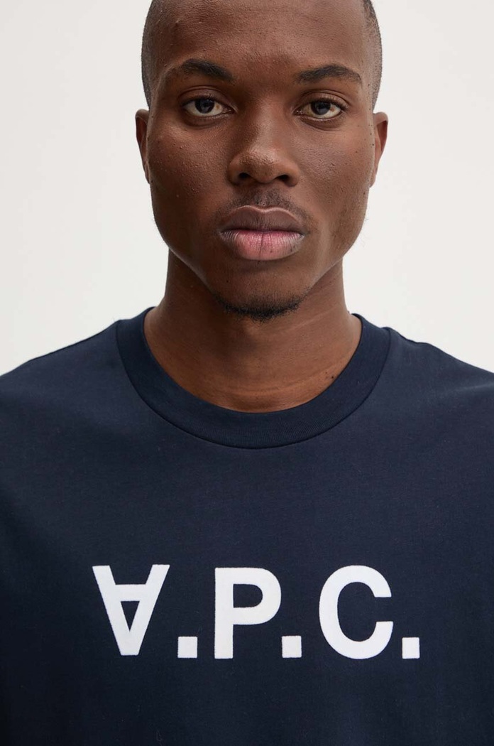 A.P.C. t-shirt bawełniany t-shirt standard grand vpc GOTS granatowy COHBM.M26384
