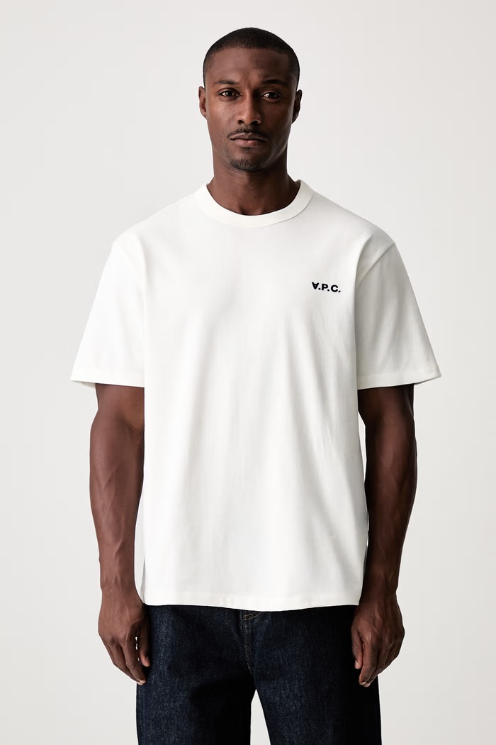 A.P.C. T-shirt męski bawełniany t-shirt boxy petit vpc beżowy COHBQ.H26391
